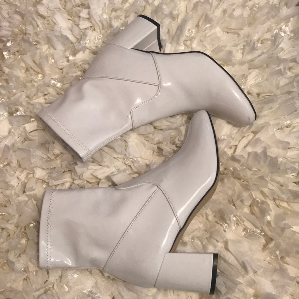 White patent boots